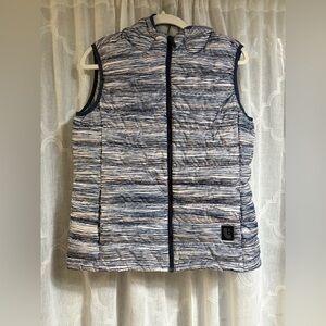 Lole Hooded Puffer Vest Duck Down Women’s LG Blue Gray Lightweight Water rest